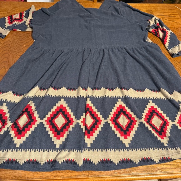 Reborn Southwestern Boho Knee Length Dress Sz 2XL Geometric Print Pockets Flowy - Picture 11 of 15